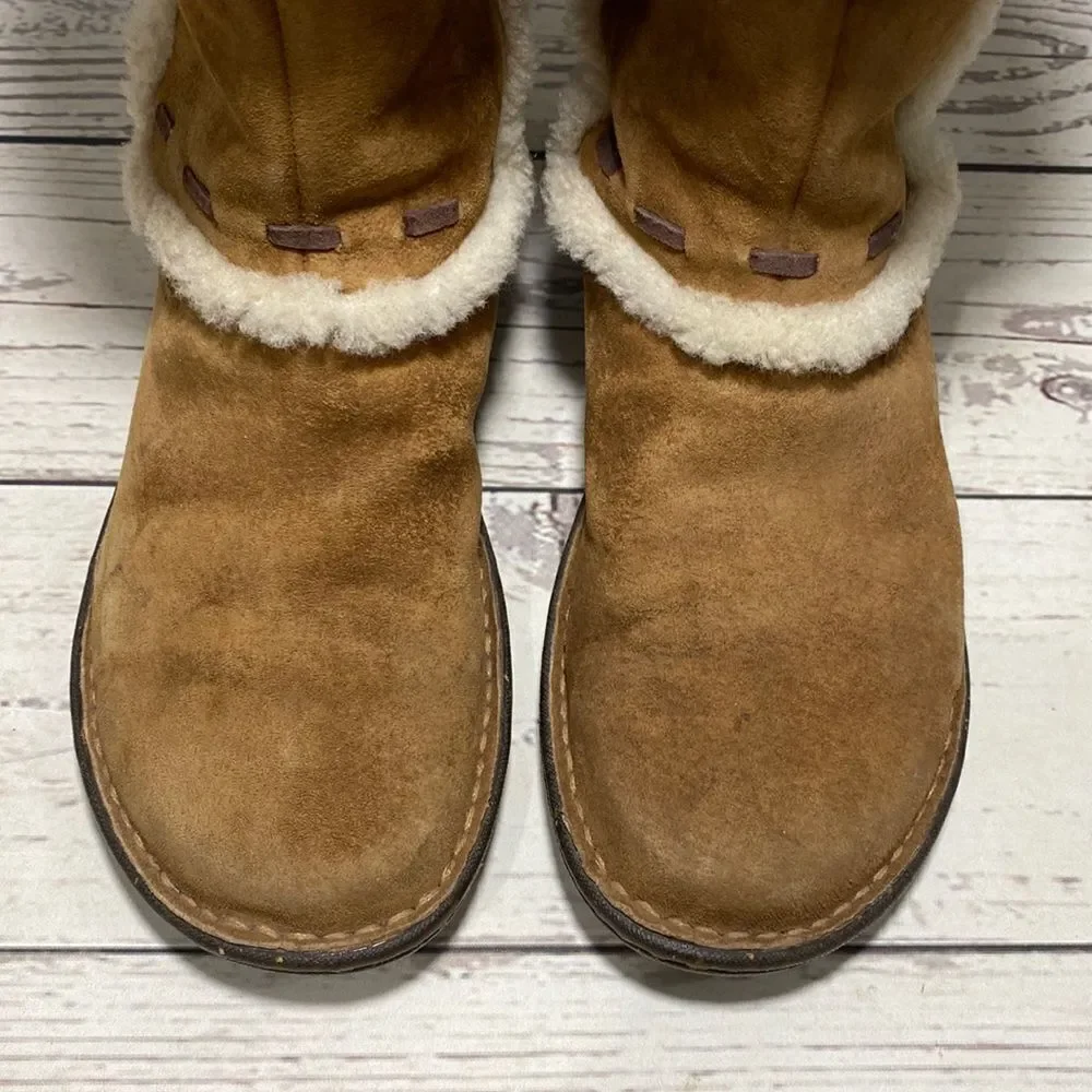 Ugg Australia Elijo Chestnut Brown Suede Winter Fur Cuff Boots #5674 - Picture 8 of 15